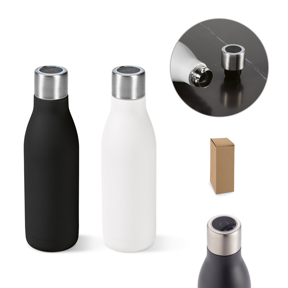 Garrafa térmica em aço inox com auto-sanitização UV (500 mL)