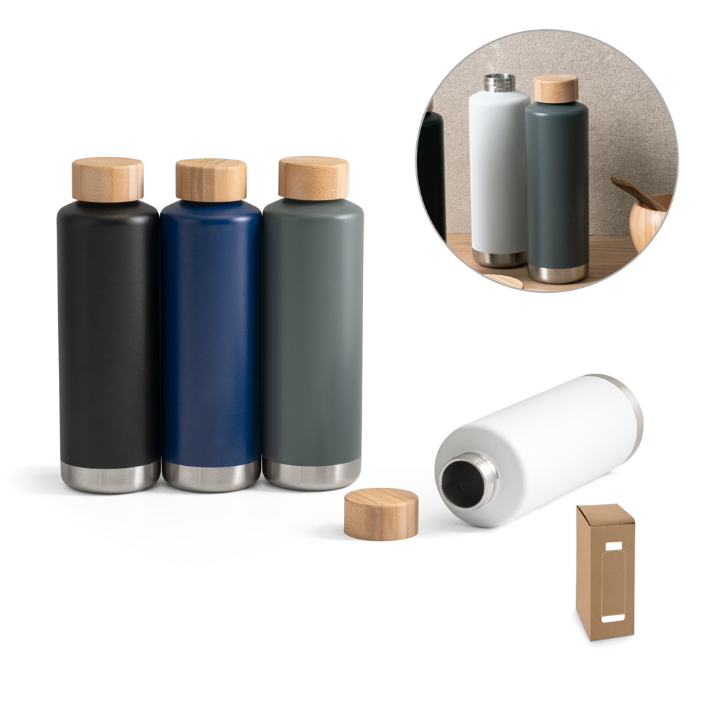 Garrafa térmica em aço inox de parede dupla (640 mL)