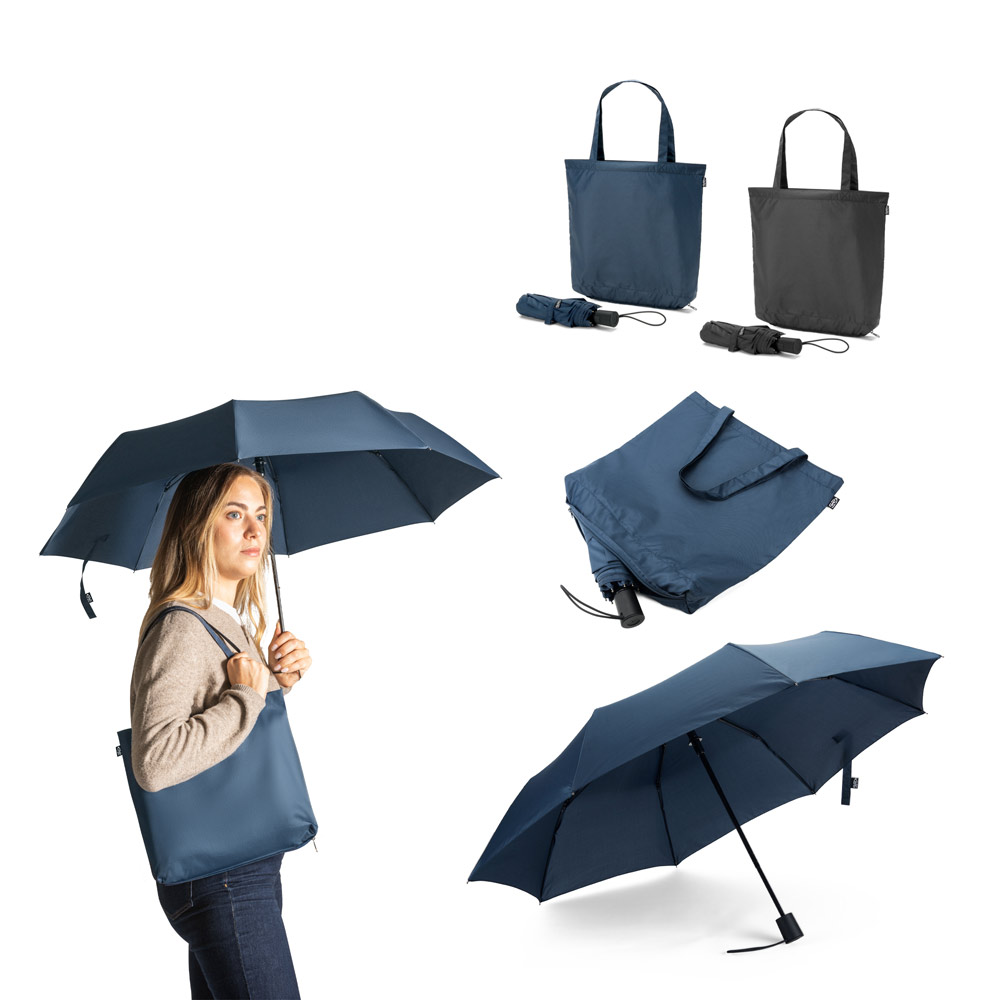 Guarda-chuva 2 em 1 com sacola de compras em poliéster